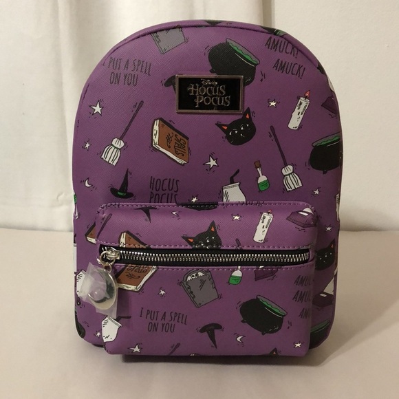 Disney Halloween Hocus Pocus Movie Icons Purple Mini Backpack NWT - Picture 5 of 10